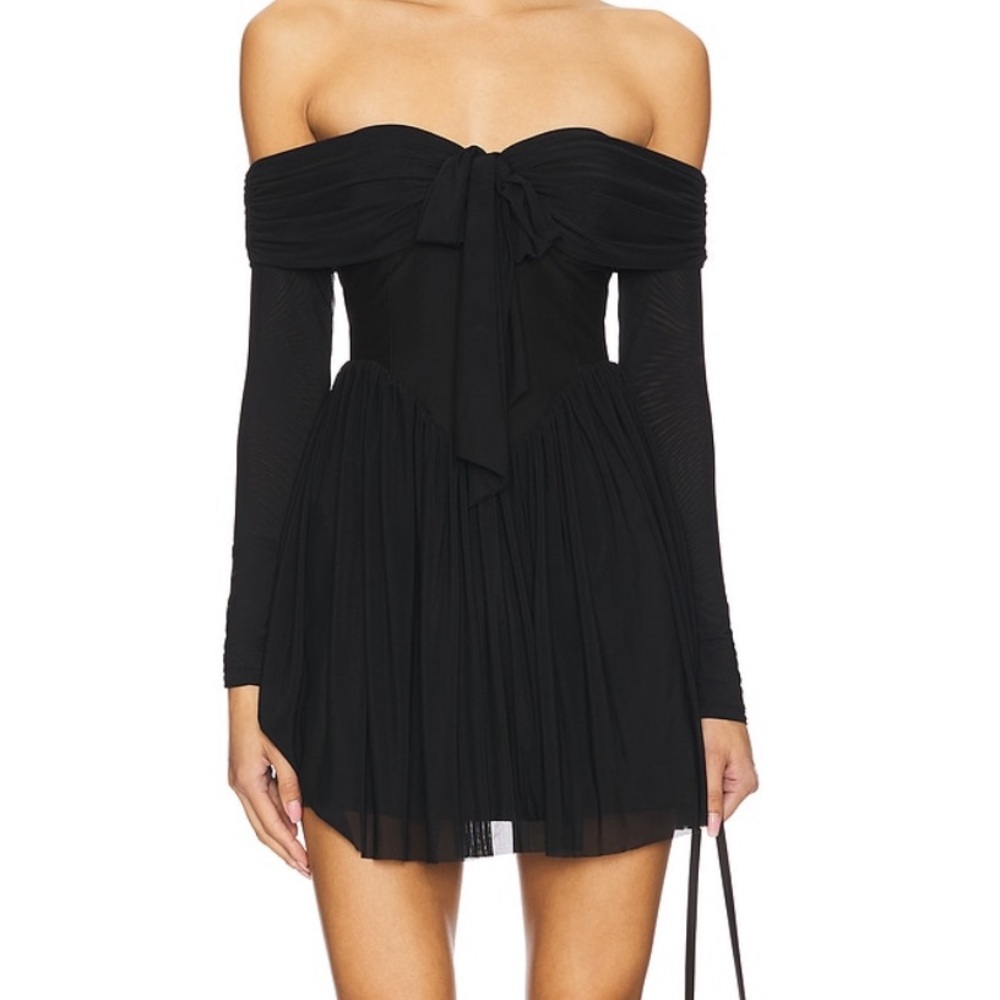 REVOLVE Black Off-Shoulder Mini Dress